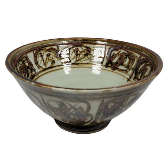 Louis Mideke Studio Pottery Northwest Oriental Asian Inspired Abstract Art Bowl - Picture 4 of 7